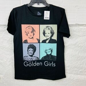 NWT GOLDEN GIRLS tv show black multi colored cotton short sleeve shirt size XS